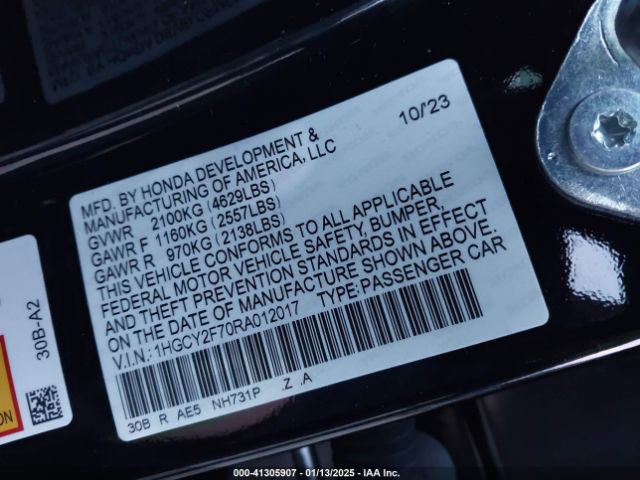 1HGCY2F70RA012017 Honda Accord Hybrid Sport-l