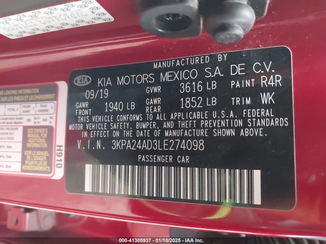 3KPA24AD3LE274098 KIA RIO S