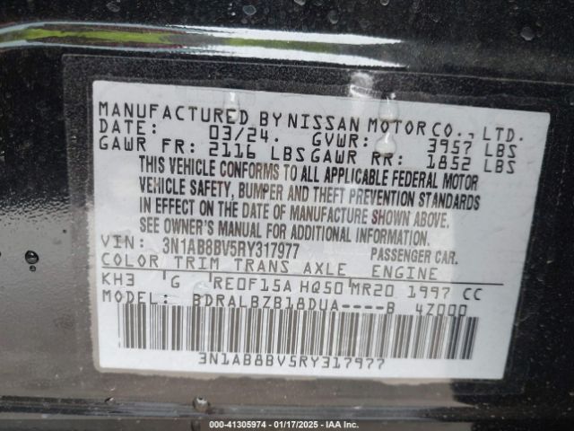3N1AB8BV5RY317977 Nissan Sentra S Xtronic Cvt