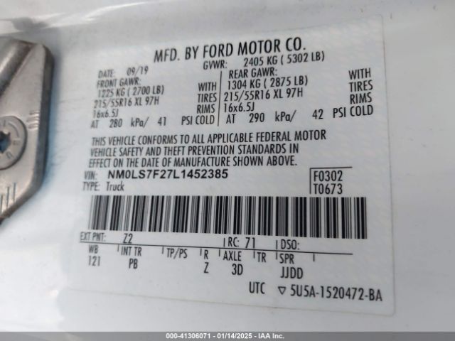 NM0LS7F27L1452385 Ford Transit Connect Xlt Cargo Van