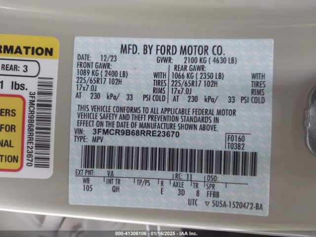 3FMCR9B68RRE23670 Ford Bronco Sport Big Bend