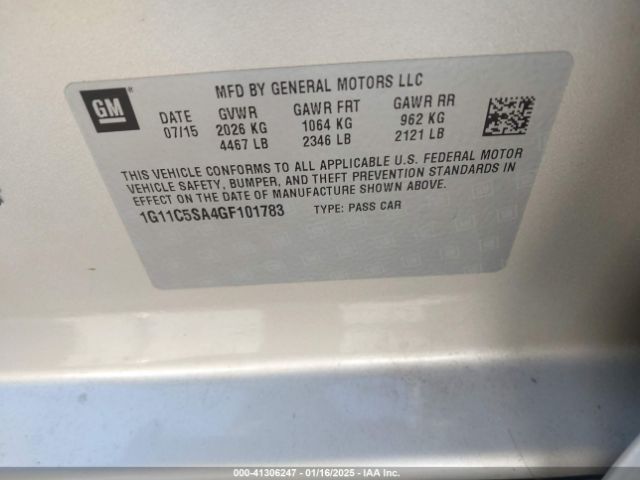 1G11C5SA4GF101783 Chevrolet Malibu Limited Lt