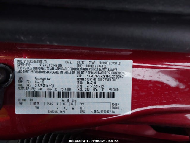 Ford FOCUS SE 2017 1FADP3K21HL230367 Image 9