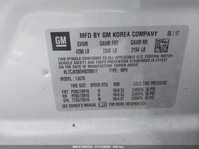 KL7CJKSB5HB209011 Chevrolet TRAX LS