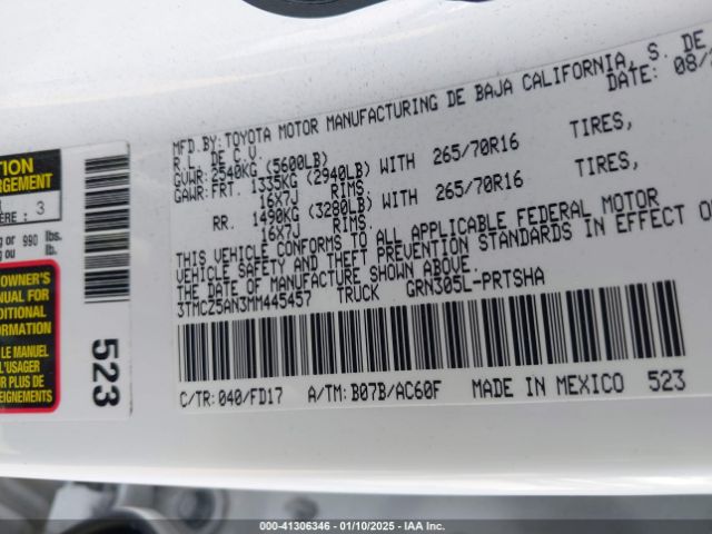 3TMCZ5AN3MM445457 Toyota Tacoma Trd Off-road