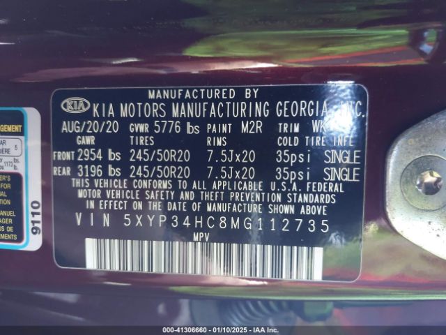 5XYP34HC8MG112735 KIA Telluride Ex