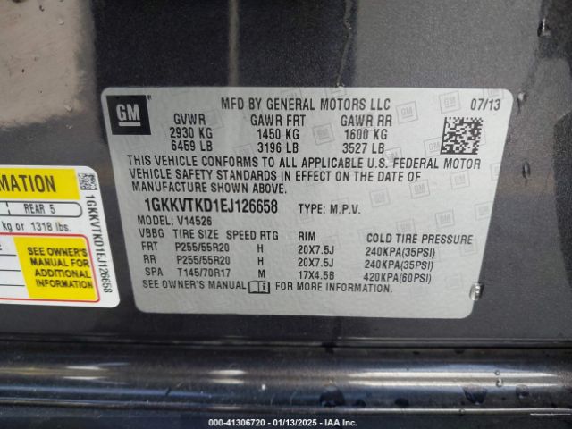 1GKKVTKD1EJ126658 GMC Acadia Denali