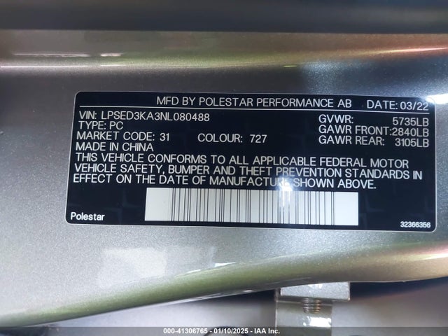 LPSED3KA3NL080488 Polestar 2 Long Range Dual Motor