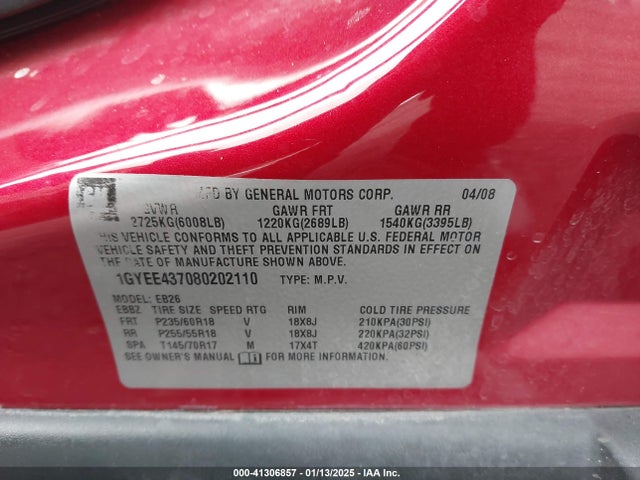 2008 CADILLAC SRX 1GYEE437080202110 Photo 8