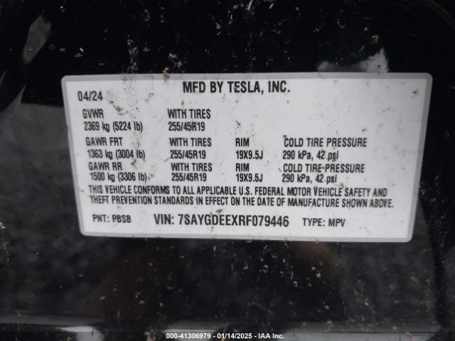 7SAYGDEEXRF079446 Tesla Model Y Long Range Dual Motor All-wheel Drive