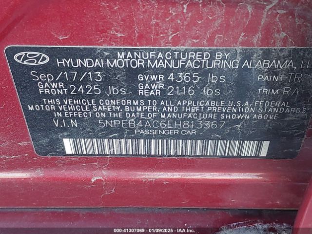 5NPEB4AC6EH813367 Hyundai SONATA GLS