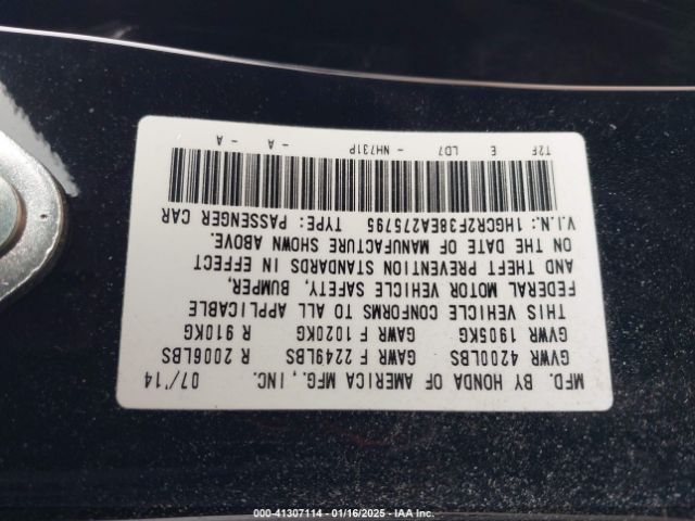 1HGCR2F38EA275795 Honda ACCORD LX