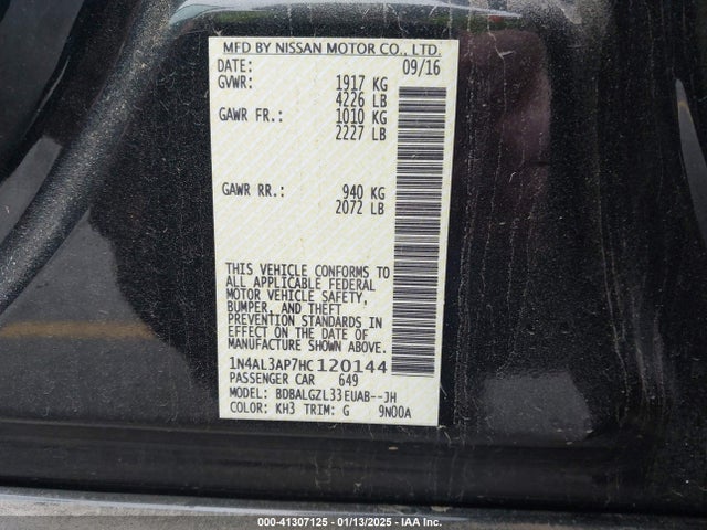 Nissan Altima 2.5 S 2017 1N4AL3AP7HC120144 Image 9