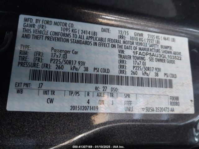 1FADP5AU3GL103522 Ford C-max Hybrid Se