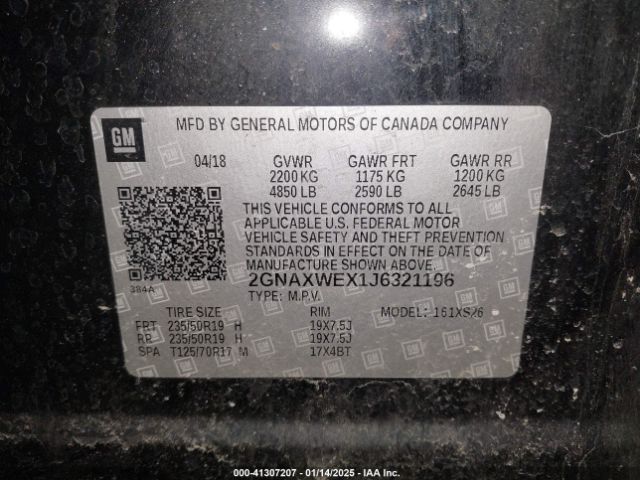 2GNAXWEX1J6321196 Chevrolet Equinox Premier