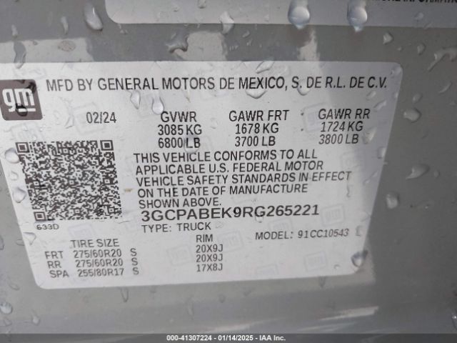 3GCPABEK9RG265221 Chevrolet Silverado 1500 2wd  Short Bed Custom