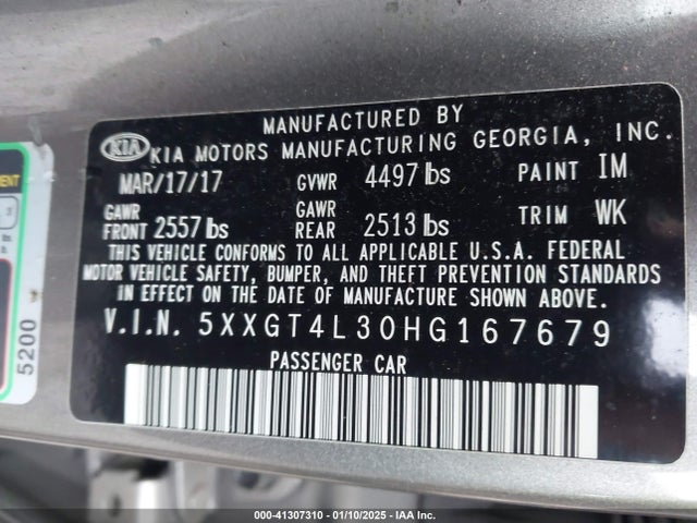 KIA Optima Lx 2017 5XXGT4L30HG167679 Image 9