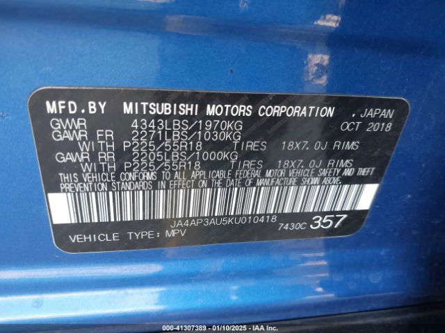 JA4AP3AU5KU010418 Mitsubishi Outlander Sport 2.0 Le