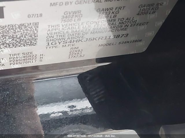 1GYS4HKJ5KR113873 Cadillac Escalade Esv Luxury