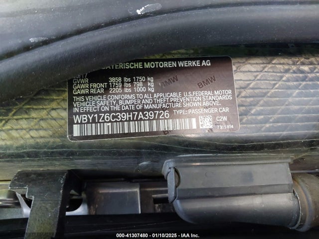 WBY1Z6C39H7A39726 BMW I3 94 Ah