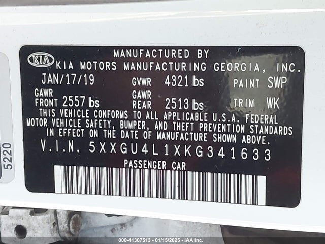 KIA OPTIMA EX 2019 5XXGU4L1XKG341633 Image 9