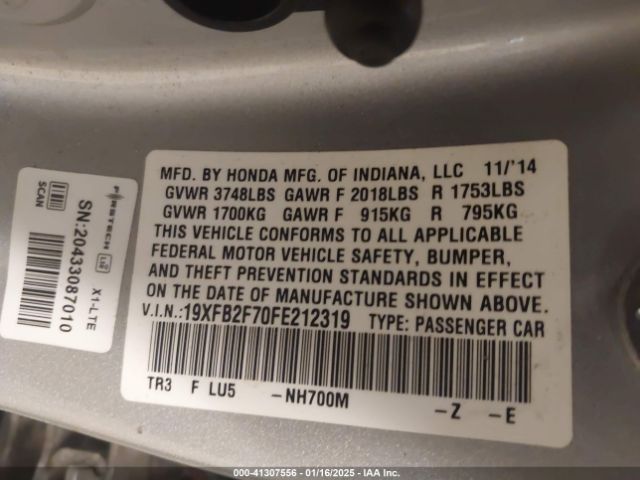 19XFB2F70FE212319 Honda CIVIC SE
