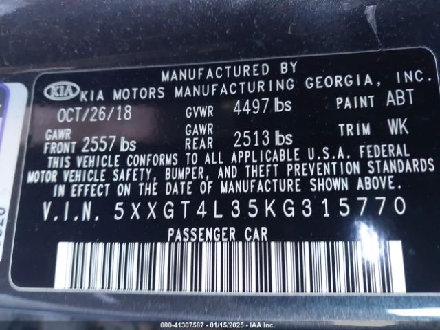 5XXGT4L35KG315770 KIA Optima S