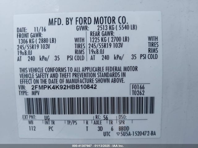 2017 FORD EDGE 2FMPK4K92HBB10842 Photo 8