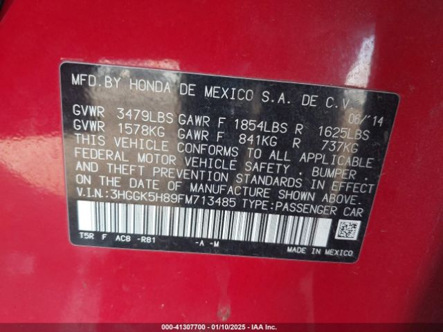 3HGGK5H89FM713485 Honda Fit Ex/ex-l