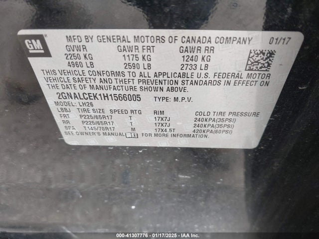 Chevrolet EQUINOX LT 2017 2GNALCEK1H1566005 Image 9