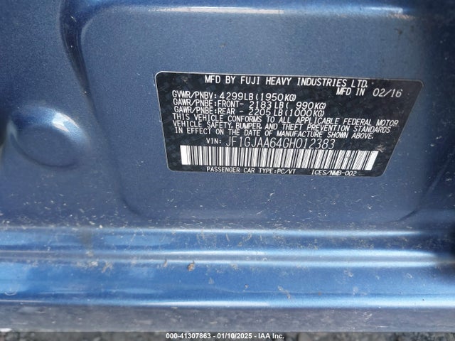 Subaru Impreza 2.0i 2016 JF1GJAA64GH012383 Image 9