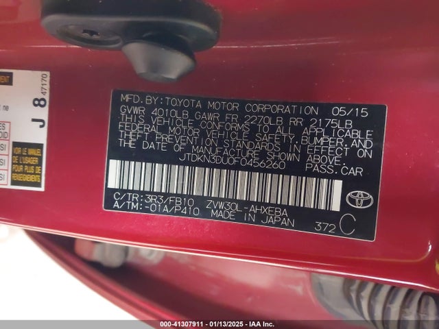 Toyota Prius Two 2015 JTDKN3DU0F0456260 Image 9
