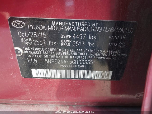 Hyundai SONATA SE 2016 5NPE24AF5GH333351 Image 9
