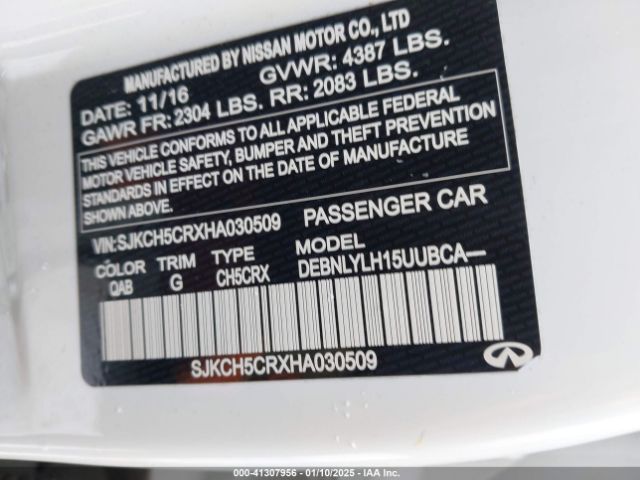 SJKCH5CRXHA030509 Infiniti Qx30 Premium