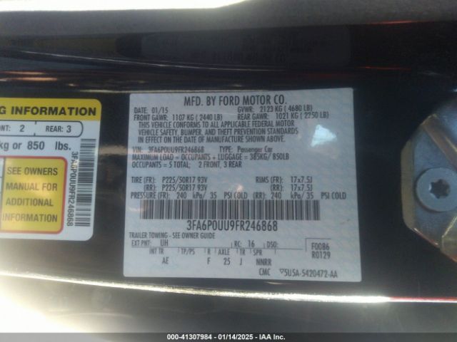 3FA6P0UU9FR246868 Ford Fusion Hybrid S