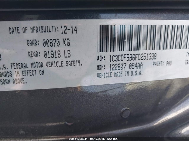 Dodge DART SXT 2015 1C3CDFBB6FD251338 Image 9