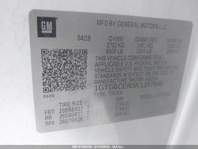 1GTG6CEN5K1297945 GMC CANYON SLE