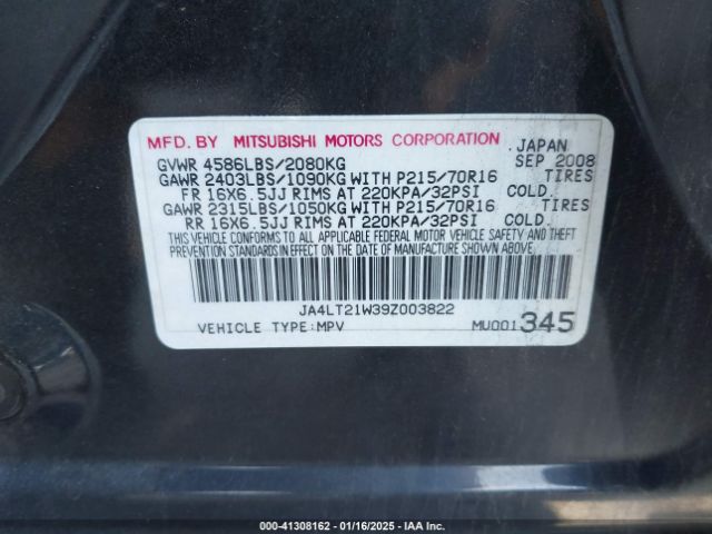 2009 MITSUBISHI OUTLANDER JA4LT21W39Z003822 Photo 8
