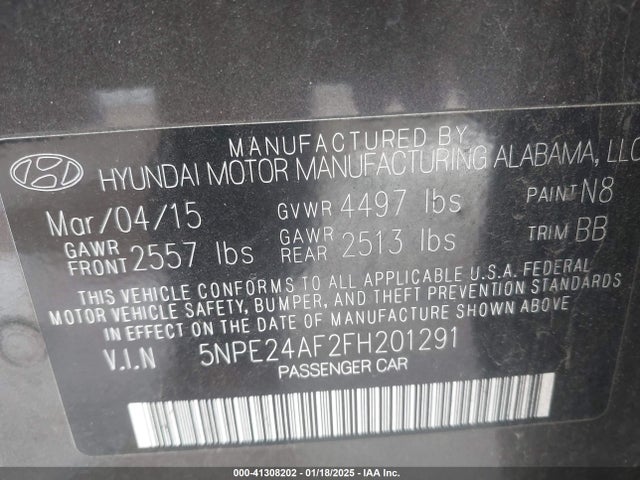 Hyundai SONATA SE 2015 5NPE24AF2FH201291 Image 9