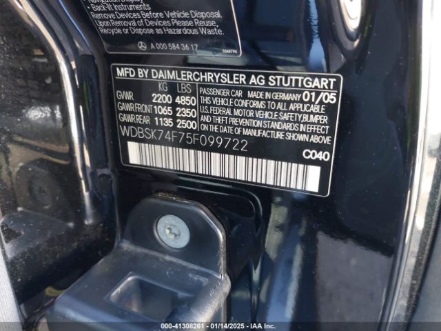 2005 MERCEDES-BENZ SL 55 AMG WDBSK74F75F099722 Photo 8