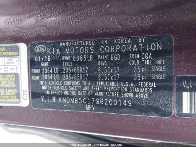 KNDMB5C17G6200149 KIA SEDONA LX
