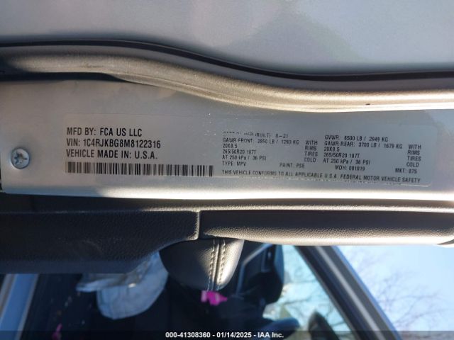 1C4RJKBG8M8122316 Jeep Grand Cherokee L Limited 4x4