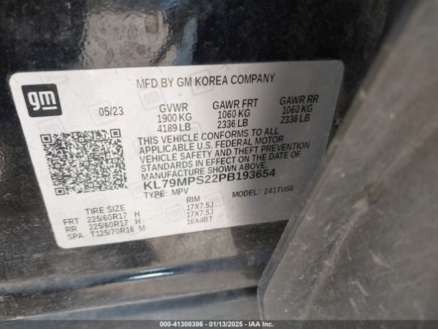 KL79MPS22PB193654 Chevrolet Trailblazer Fwd Lt
