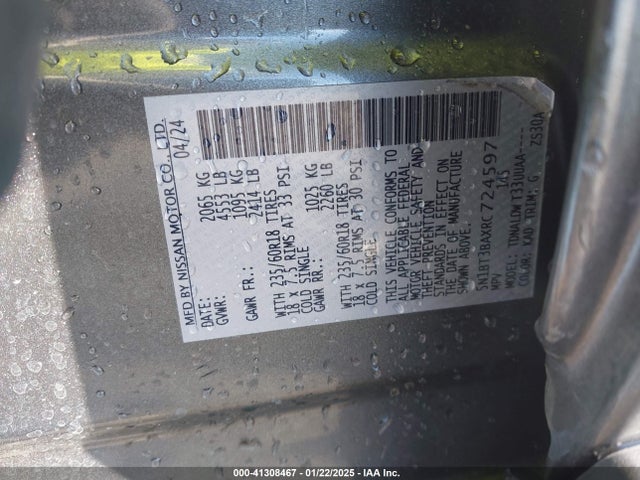 5N1BT3BAXRC724597 Nissan Rogue Sv Fwd
