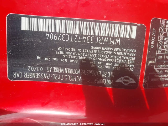 2002 MINI COOPER WMWRC33472TC32904 Photo 8