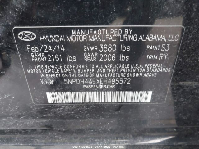 5NPDH4AEXEH495572 Hyundai Elantra Limited