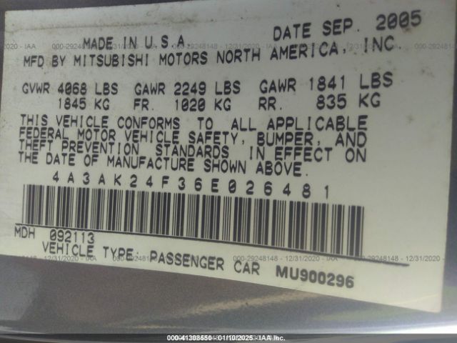 2006 MITSUBISHI ECLIPSE 4A3AK24F36E026481 Photo 8
