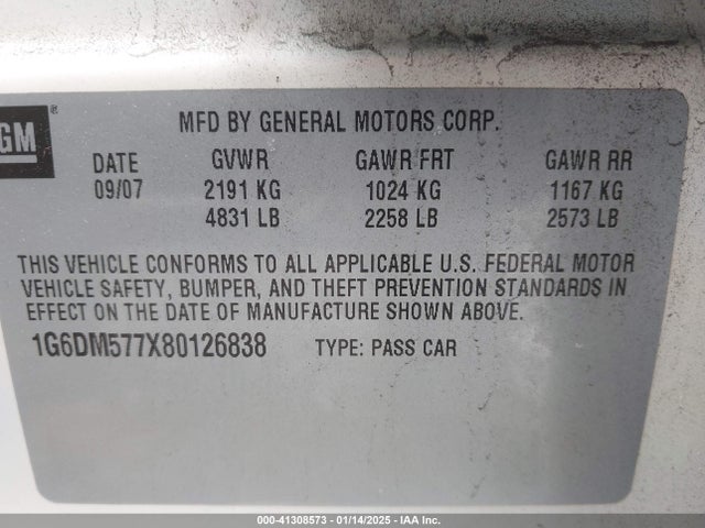2008 CADILLAC CTS 1G6DM577X80126838 Photo 8