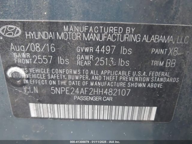 5NPE24AF2HH482107 Hyundai SONATA SE