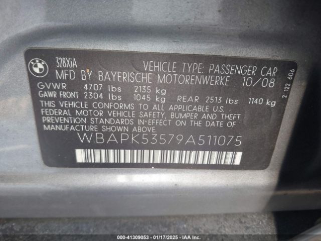 2009 BMW 3 SERIES WBAPK53579A511075 Photo 8